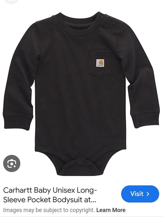 Carhartt Other - Carhartt Black Long Sleeve Infant Bodysuit with Logo Pocket 3 Months